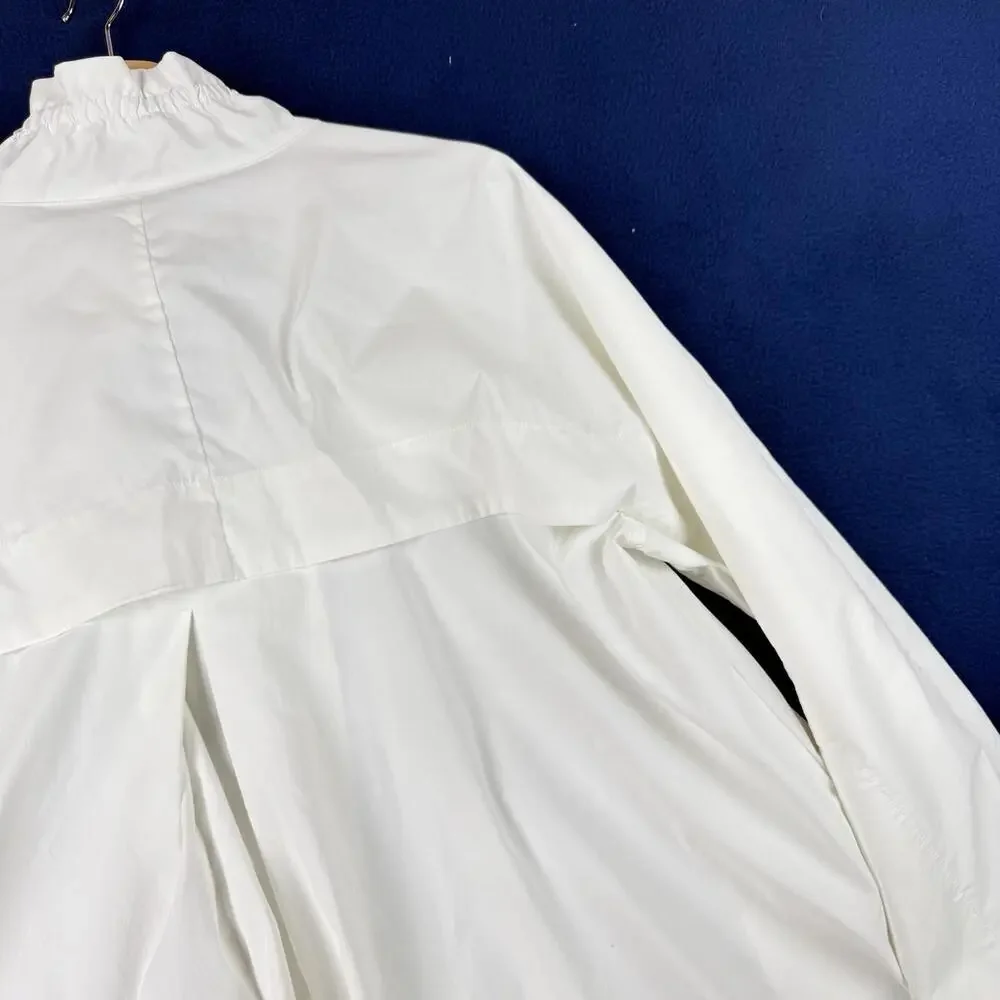 Athleta Advantage Poplin Top Women M White 1/4 Zip Back Yoke Water Repellent Gym - Picture 9 of 9